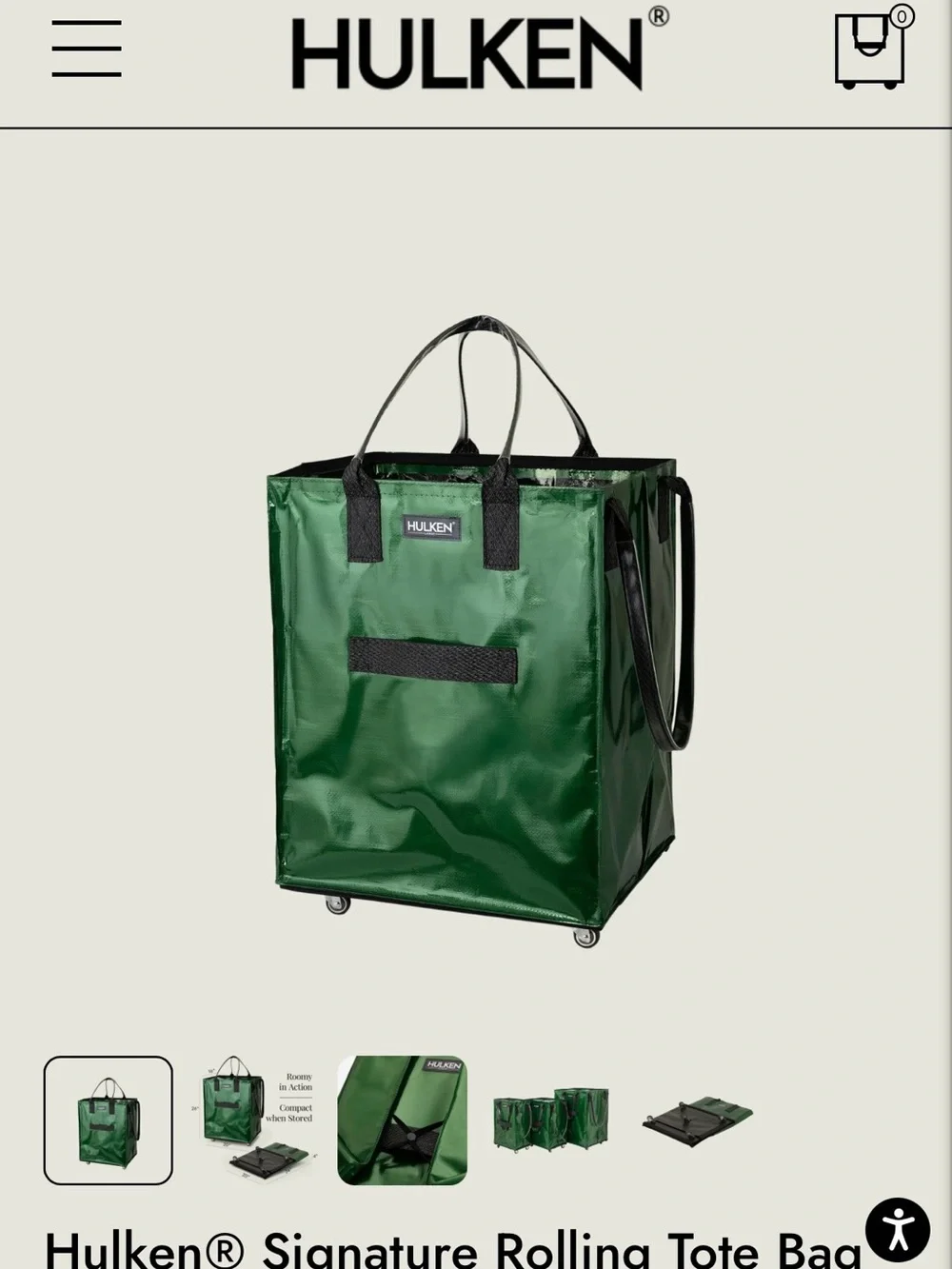 Hulken Metalliac Green Signature Rolling Tote Bag - Picture 1 of 13